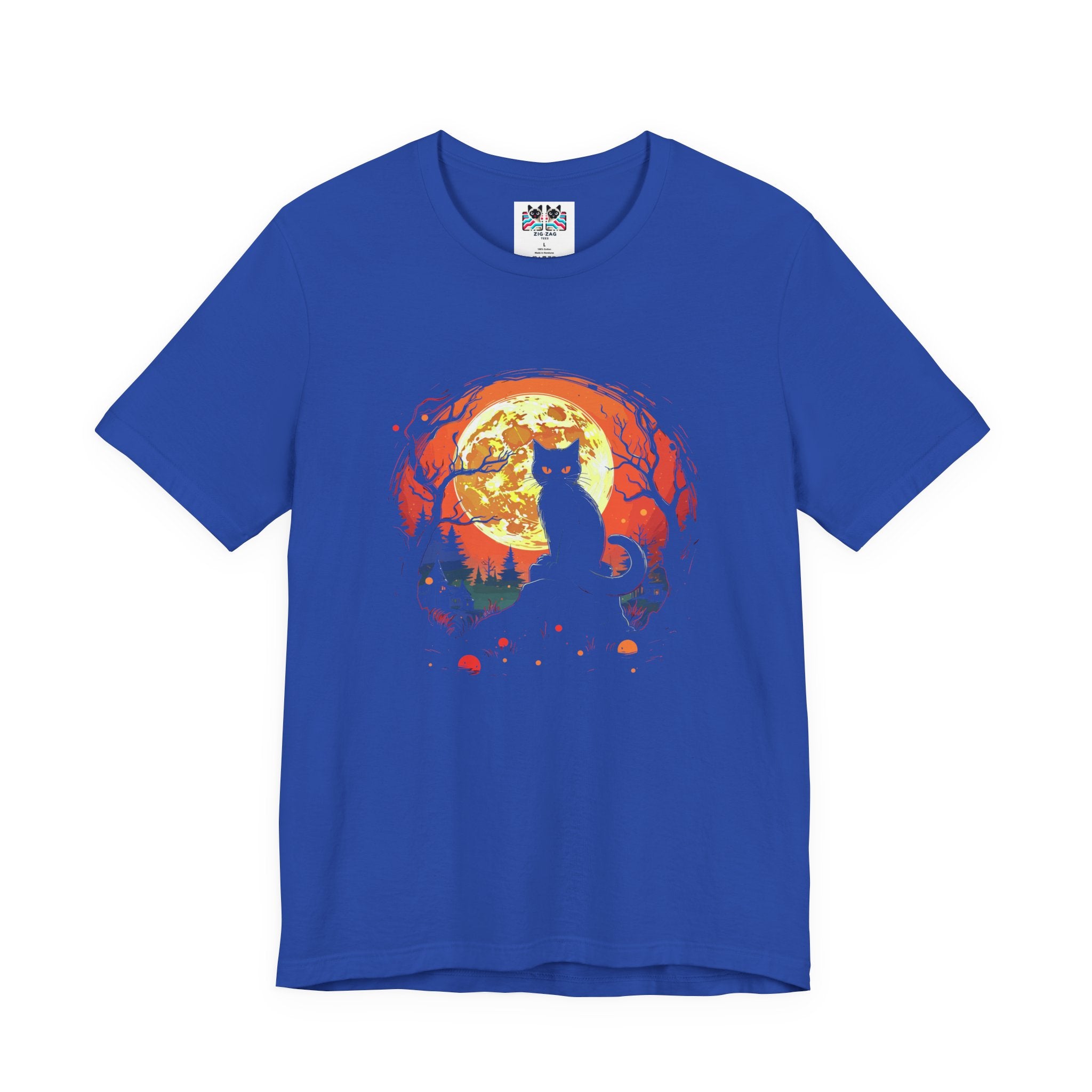 Black Cat Full Harvest Moon Halloween Night T-Shirt