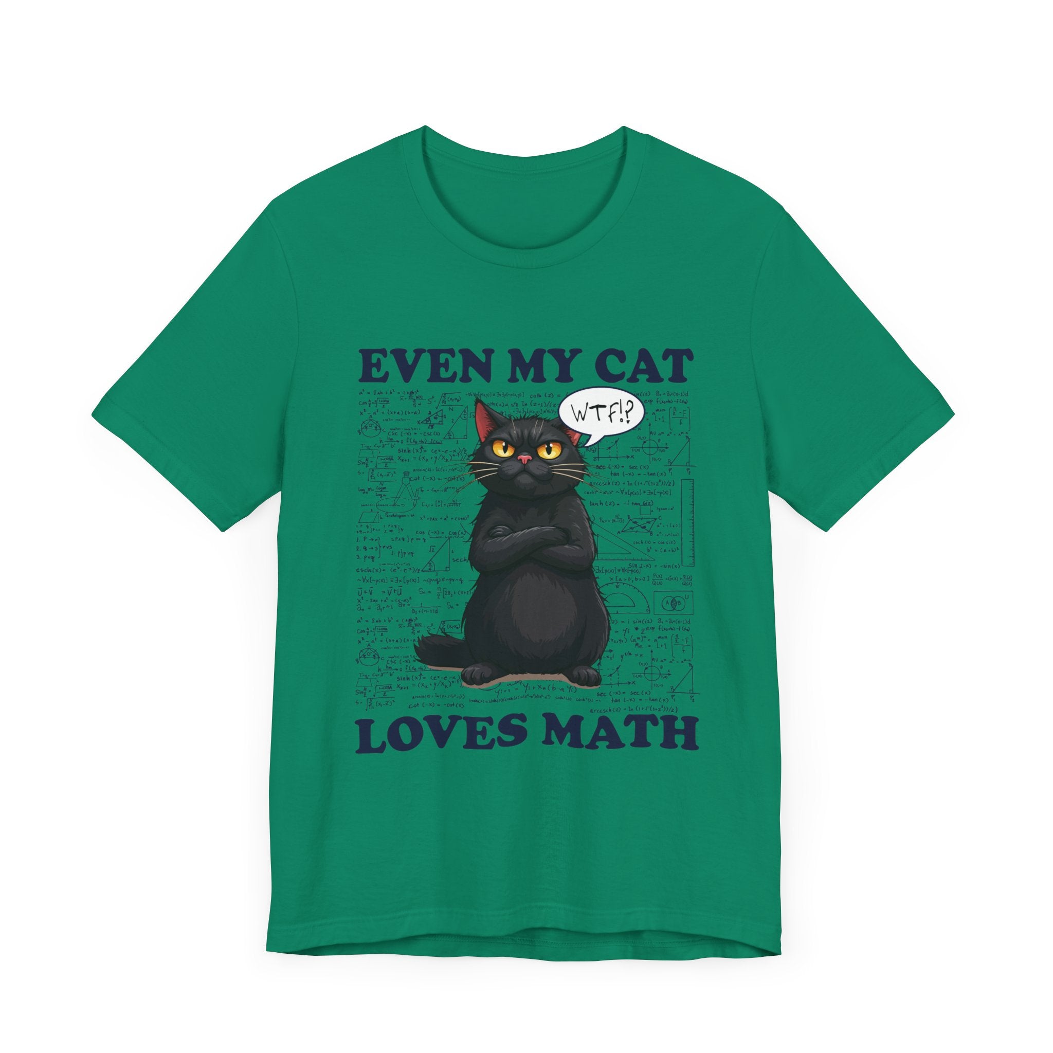 Even My Cat Loves Math T-Shirt – Funny Cat and Math Equations Graphic Tee