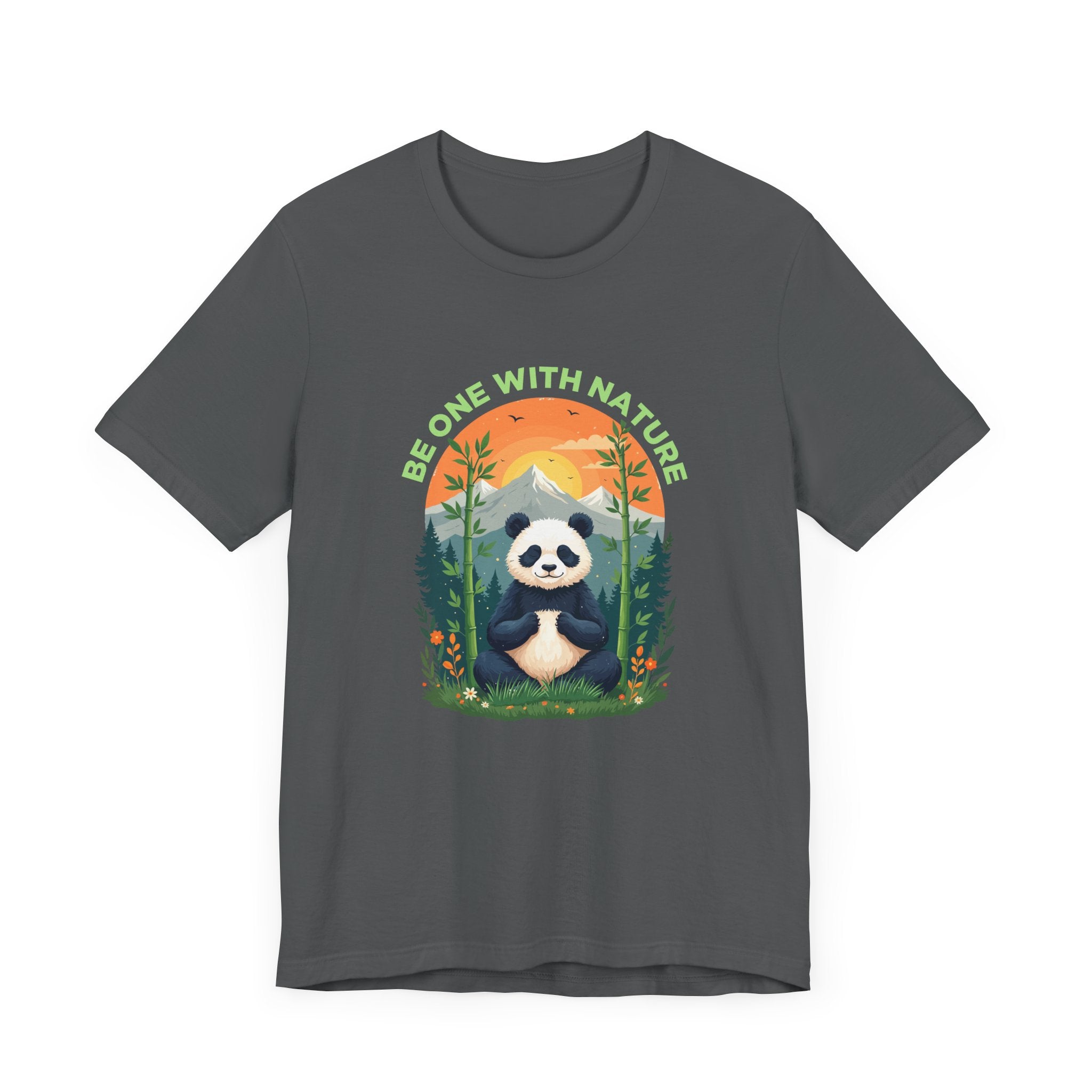 Be One with Nature – Calm Panda in Sunset Meadow Graphic T-Shirt