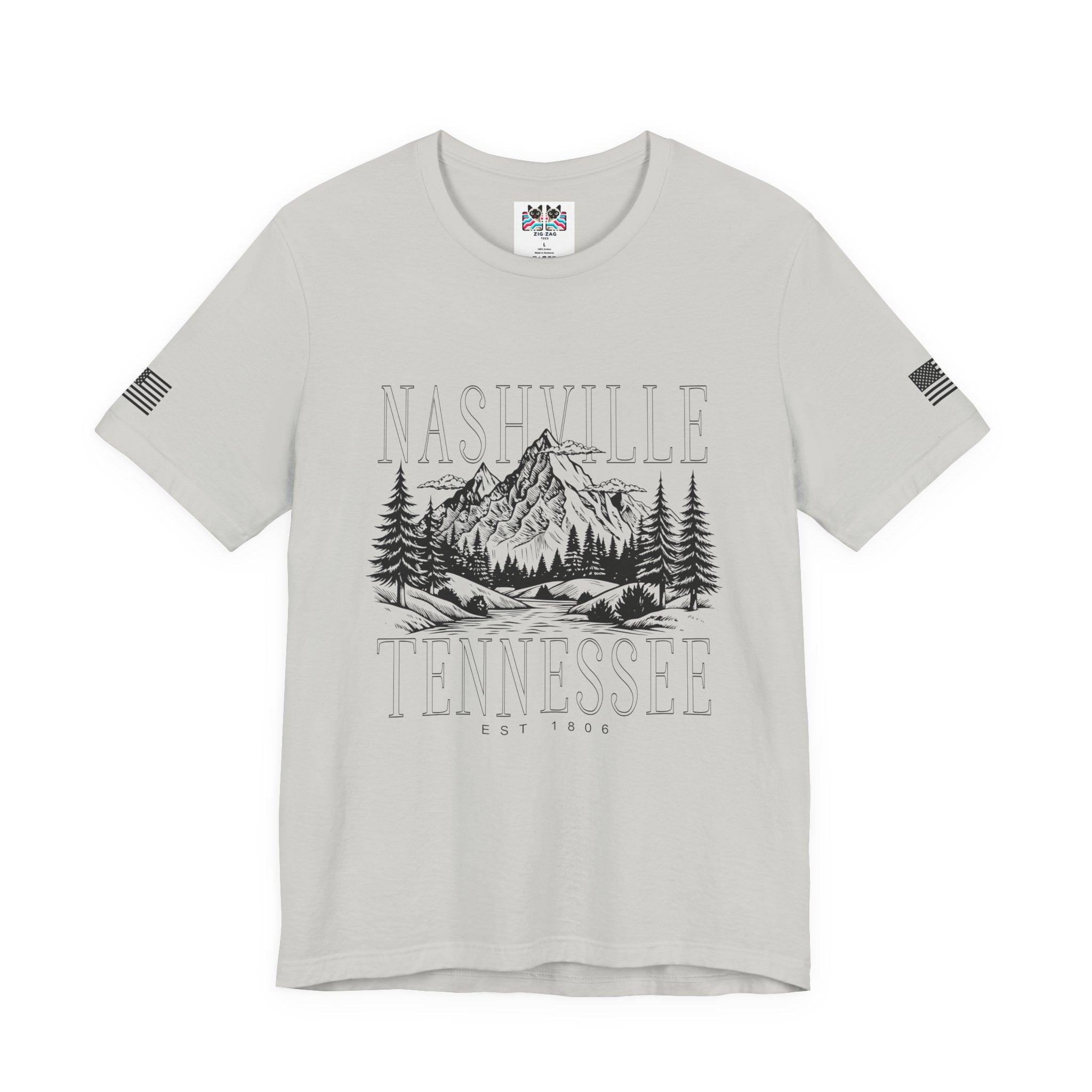 Nashville Tennessee EST 1806 T-Shirt – Mountain Range Line Art Graphic Tee