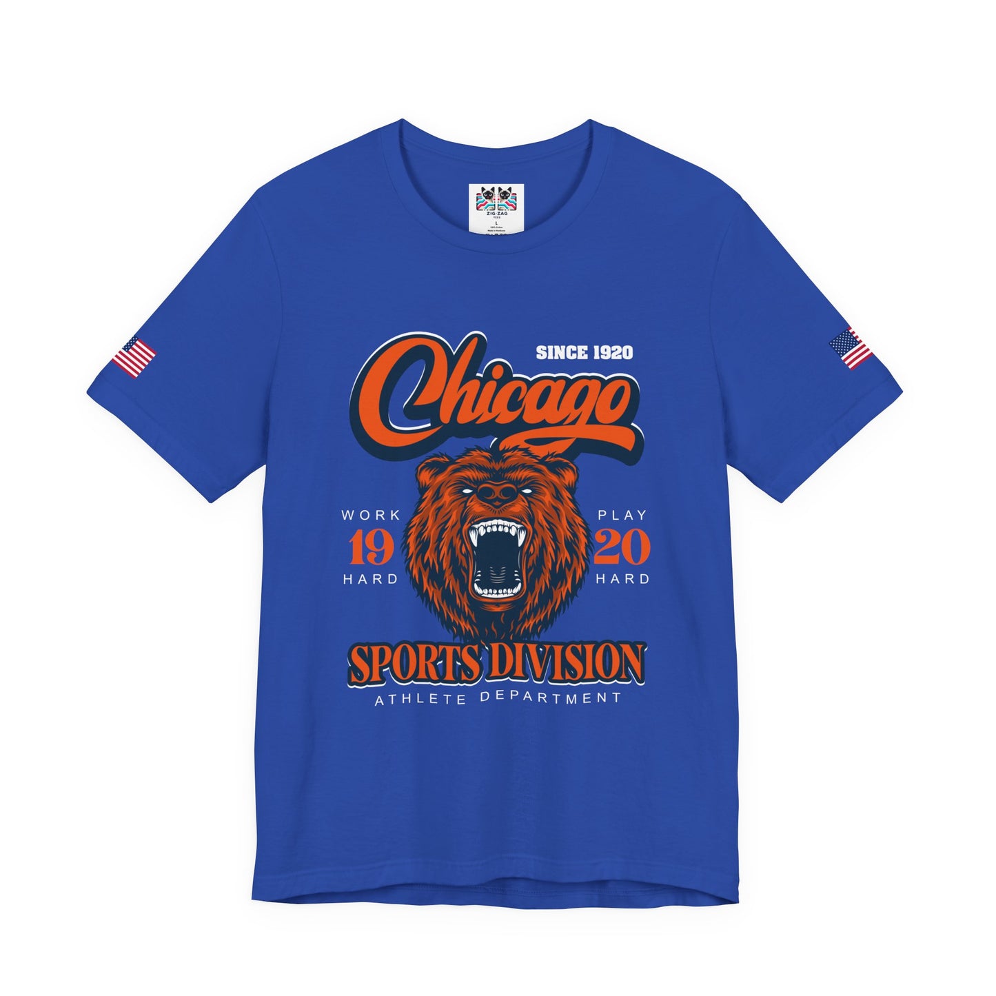 Chicago Sports Division T-Shirt - Since 1920 Bear Mascot Work Hard Play Hard