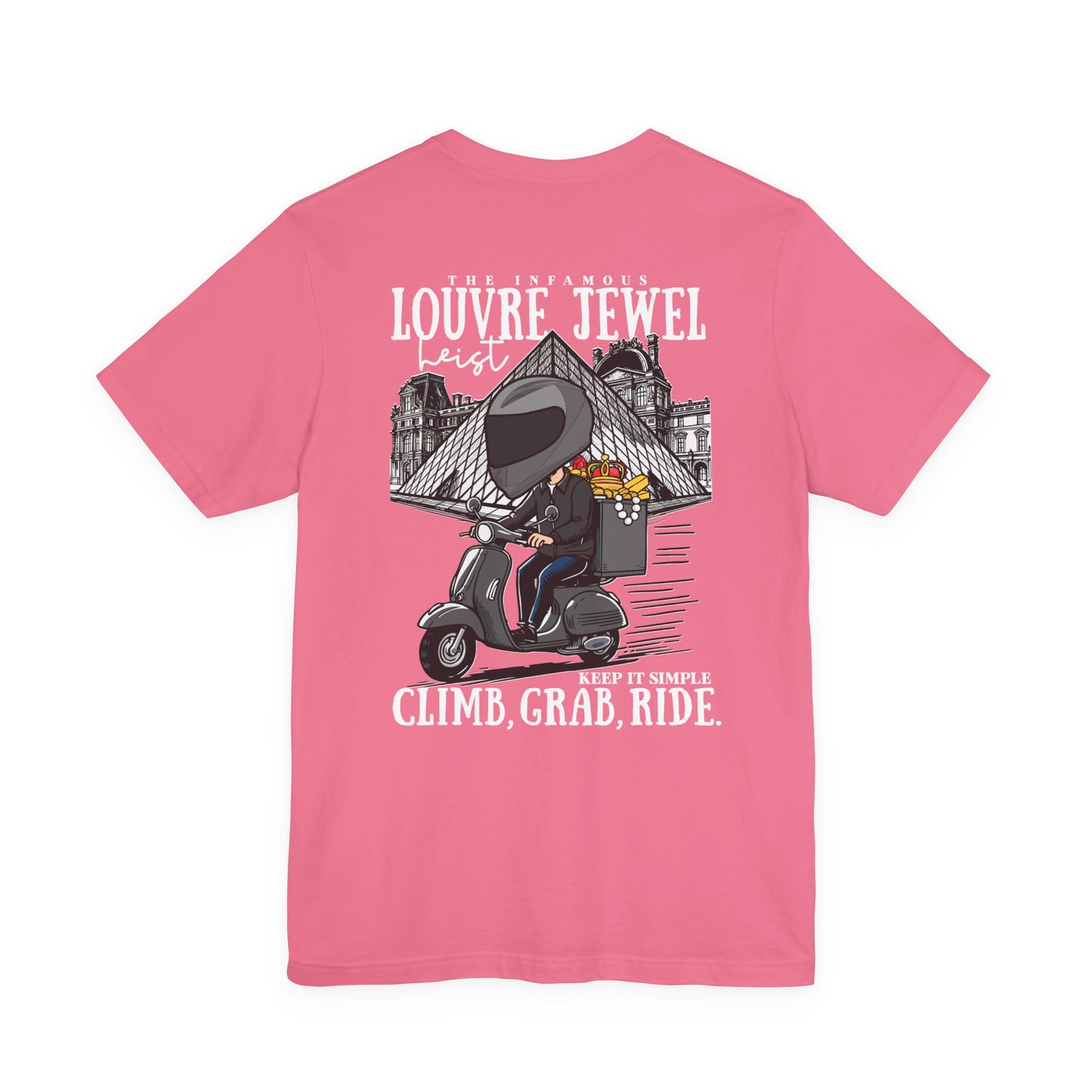 The Louvre Jewel Heist – Paris Heist Humor [White Text] T-Shirt