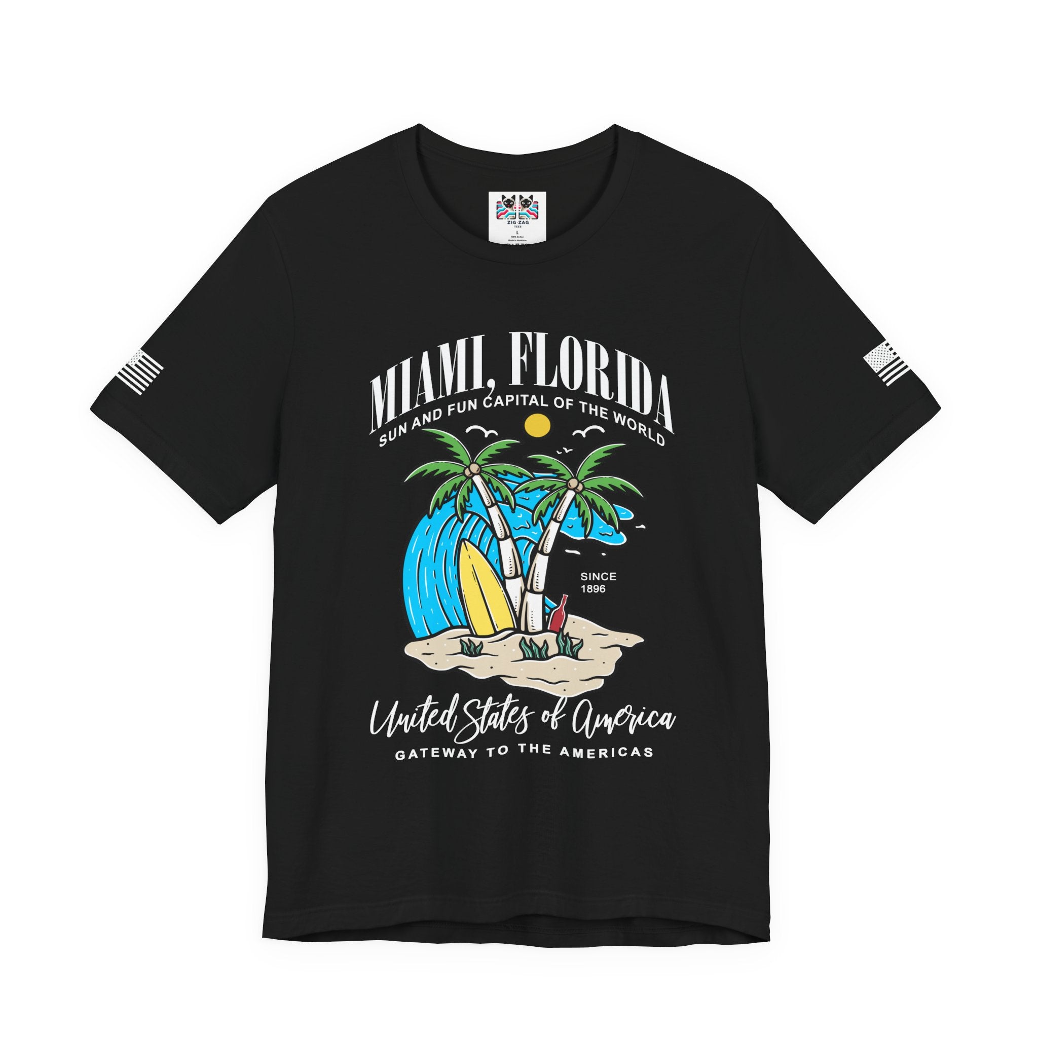 Miami Florida Sun and Fun Capital T-Shirt – Since 1896 Gateway to the Americas Beach Surfboard Tee