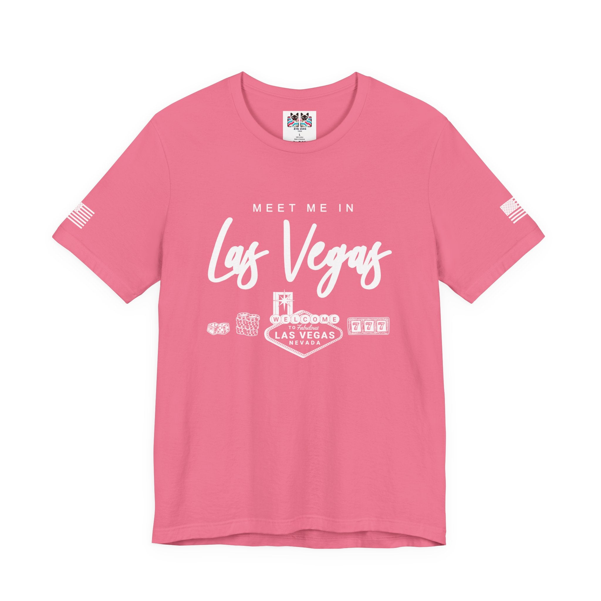 Meet Me in Las Vegas T-Shirt – Welcome Sign Casino Chips Lucky 777 Tee