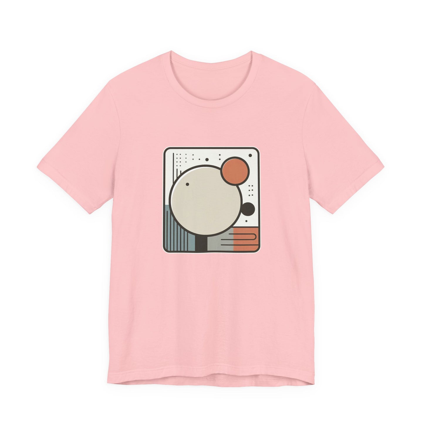 Less Is More Tshirt – Minimalist Geometric Rectangle with Colorful Circles and Lines