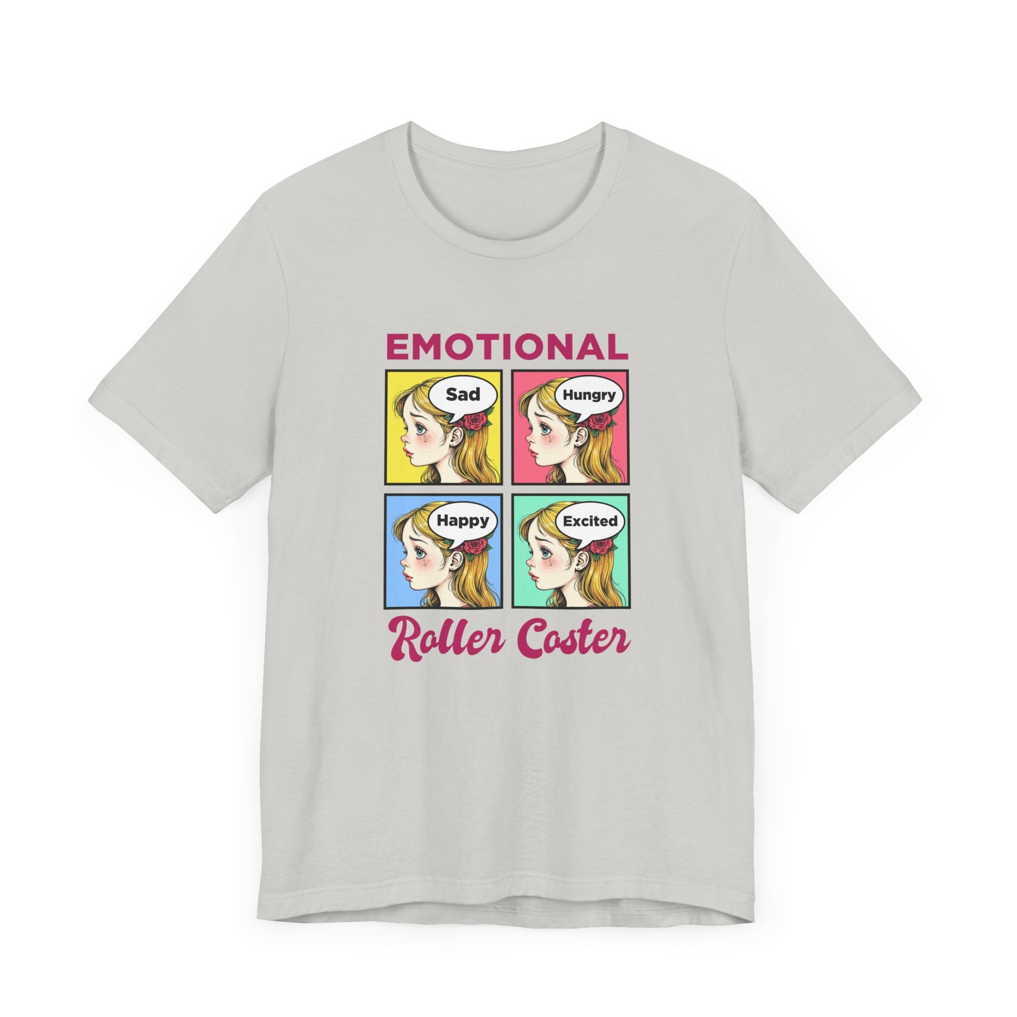 Emotional Roller Coaster – Four Faces, One Journey Graphic T-Shirt
