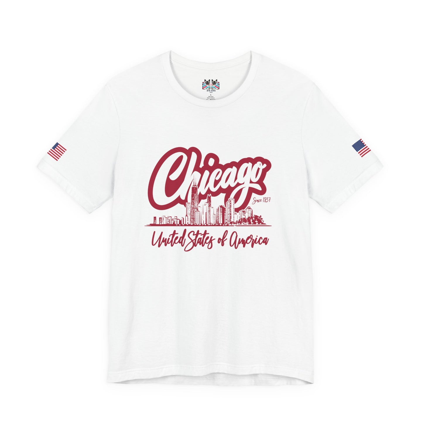 Chicago Since 1837 T-Shirt - Script Illinois United States of America Skyline
