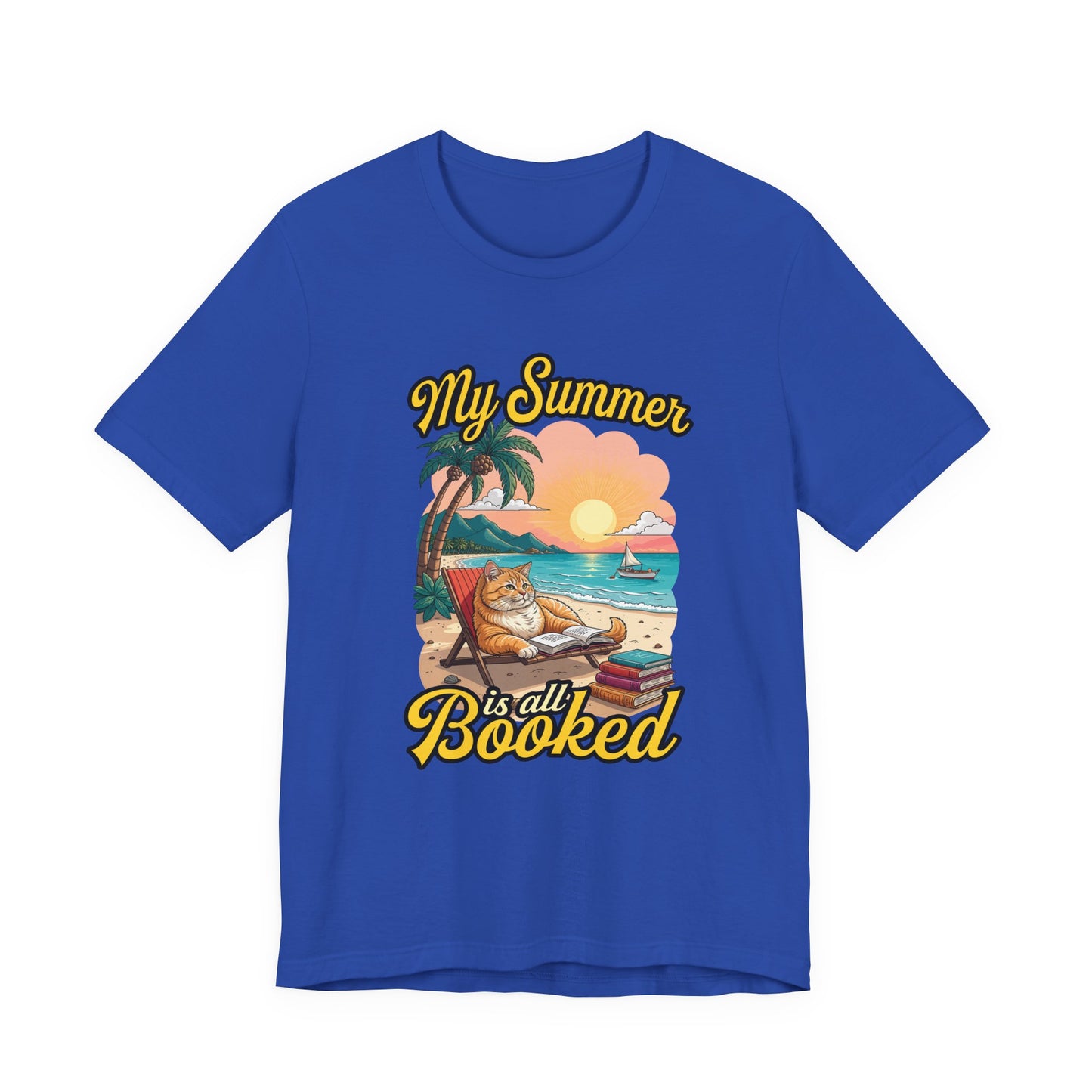 My Summer Is All Booked Tshirt Cat on Beach with books