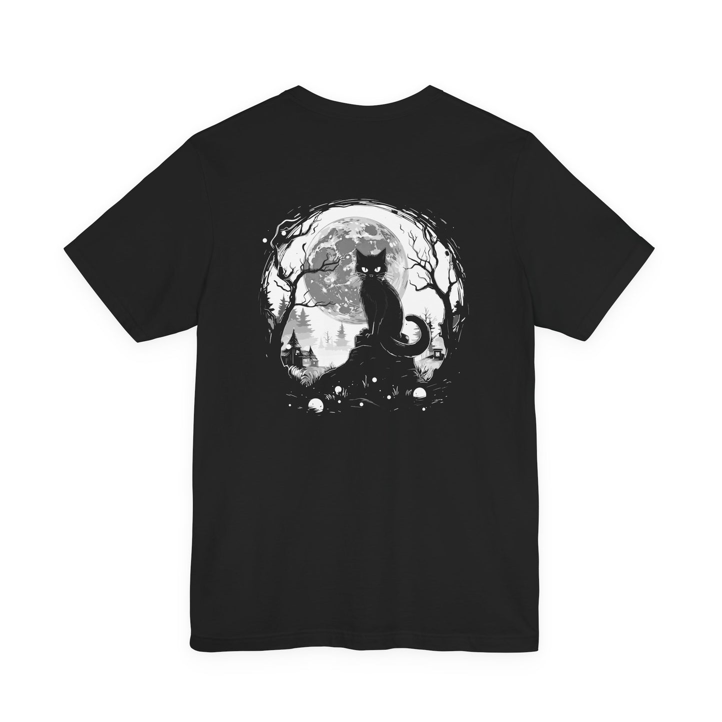 Enchanted Forest Haunted Cat Big Eyes Moonlight T-Shirt