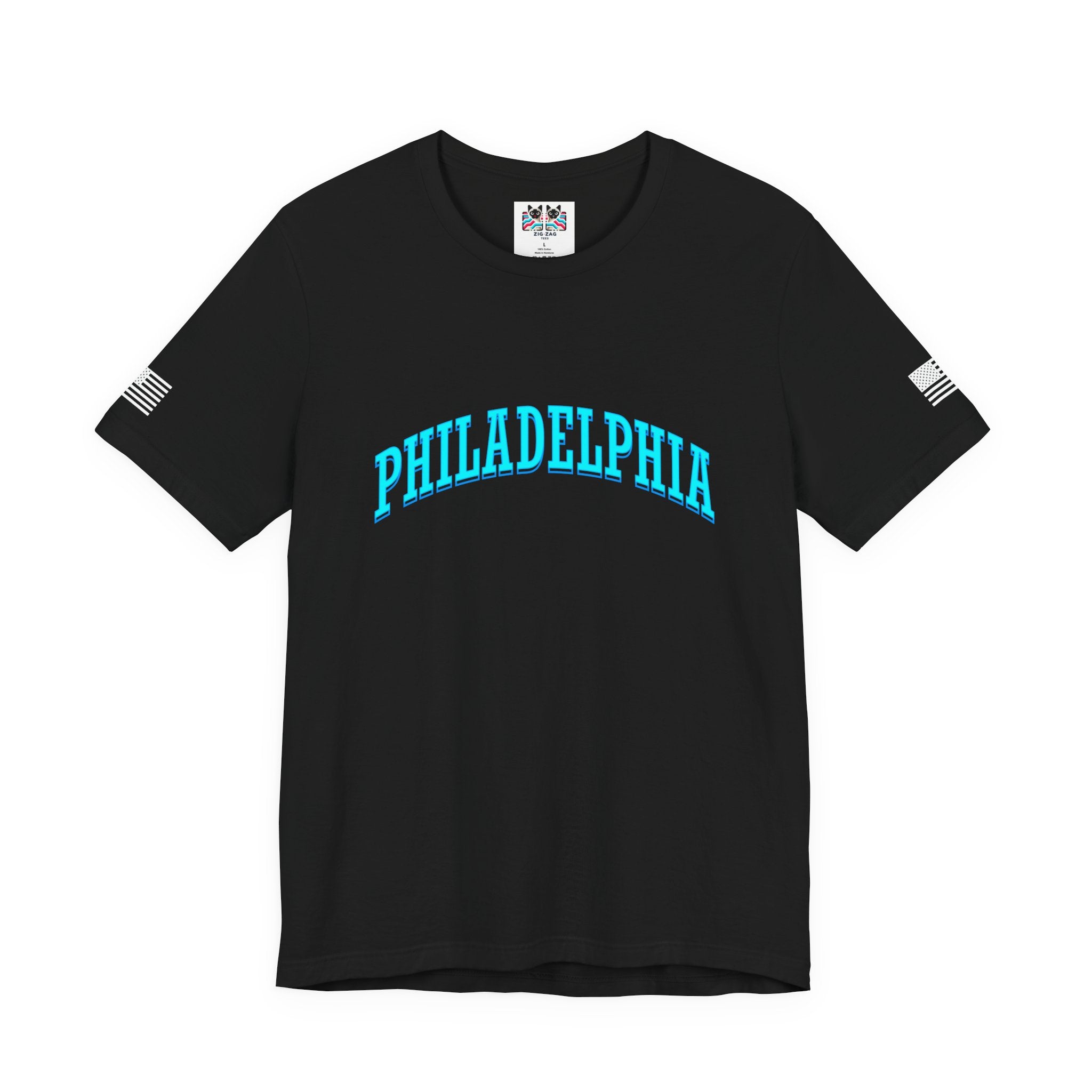Philadelphia T-Shirt – Bold Arched Teal Varsity Typography Graphic Tee