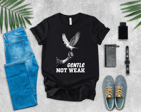 Gentle Not Weak T-Shirt – Dove and Hand Motivational Graphic Tee