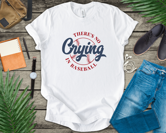 Baseball tshirt -Theres No Crying In Baseball Tshirt Large Baseball Outline with Crying Text Humor