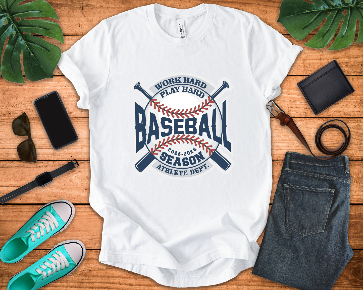 Baseball tshirt - Baseball Work Hard Play Harder Tshirt Large Baseball and Bat Graphic 2025-2026 Season
