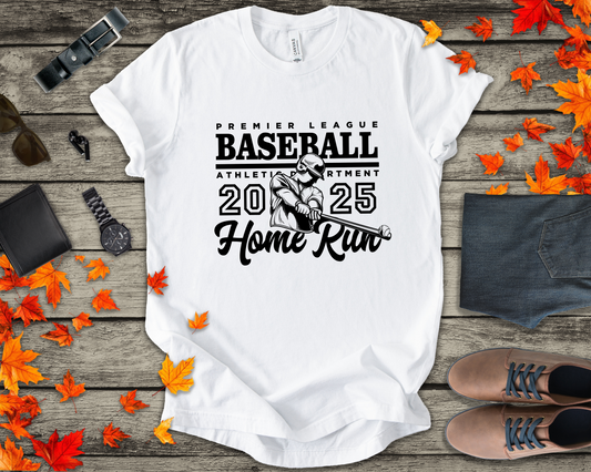 Baseball tshirt - Premier League Basebal l2025 HomeRun Tshirt Baseball Player Graphic with Bold Text Background