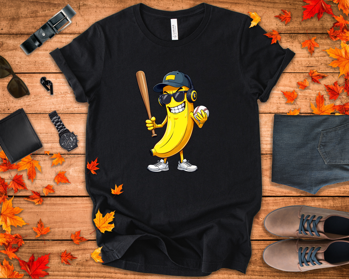 Banana Baseball Aggressive Mascot Tshirt Cool Fruit Sports Character