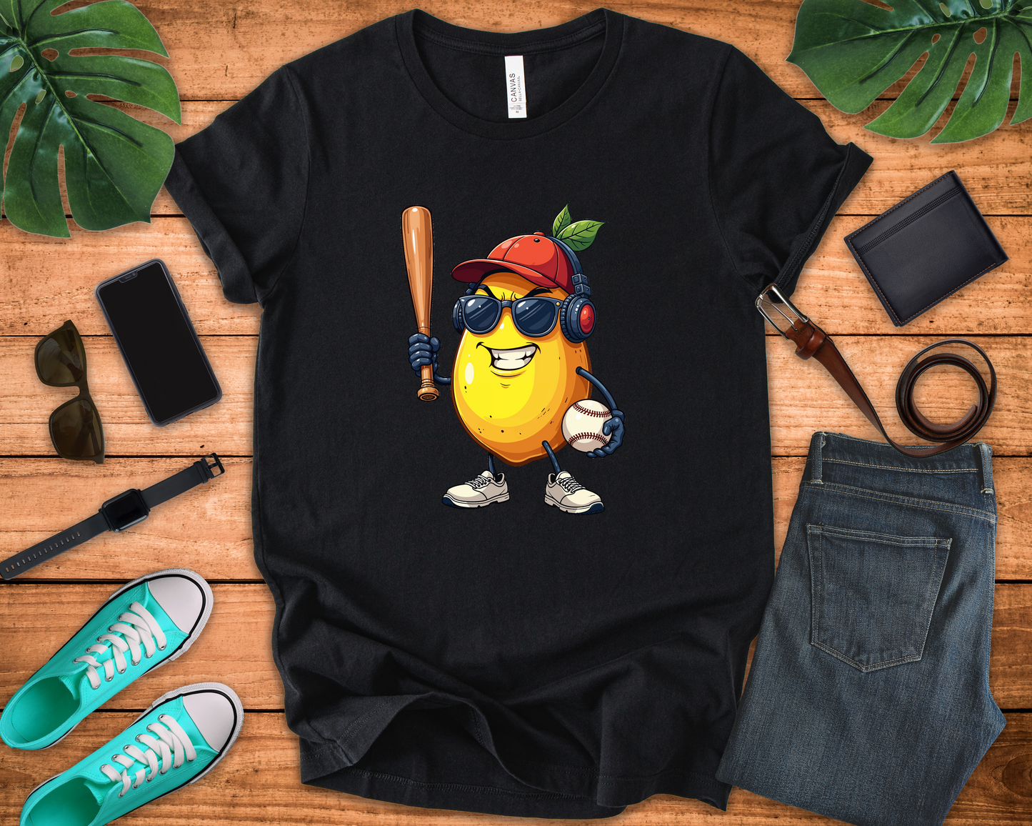 Aggressive Lemon Baseball Mascot Tshirt Bold Sports Fruit Character Design
