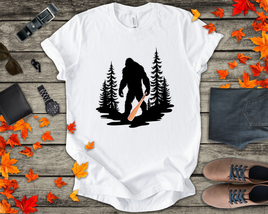 Big Foot Baseball Forest Adventure Tshirt Cryptid Sports Fan Design