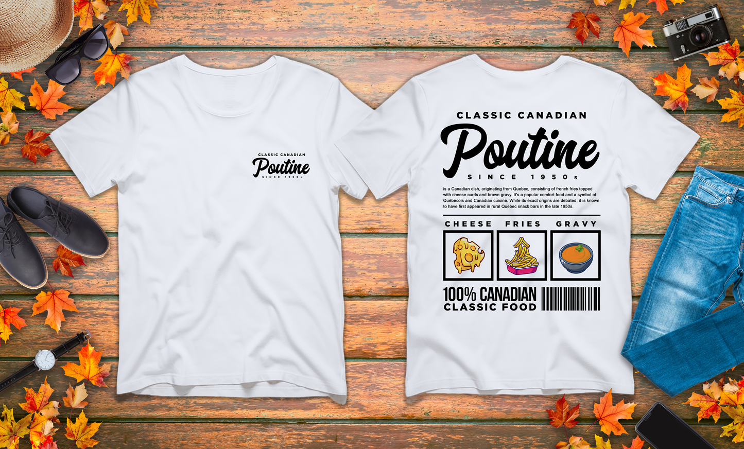 Classic Canadian Poutine T-Shirt – Featuring Traditional Ingredients & Origin Story