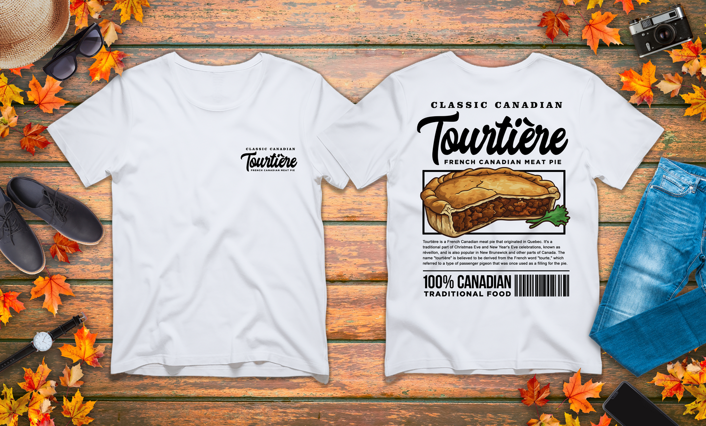Classic Canadian Tourtiere T-Shirt – Featuring Iconic Ingredients & French Canadian Origins