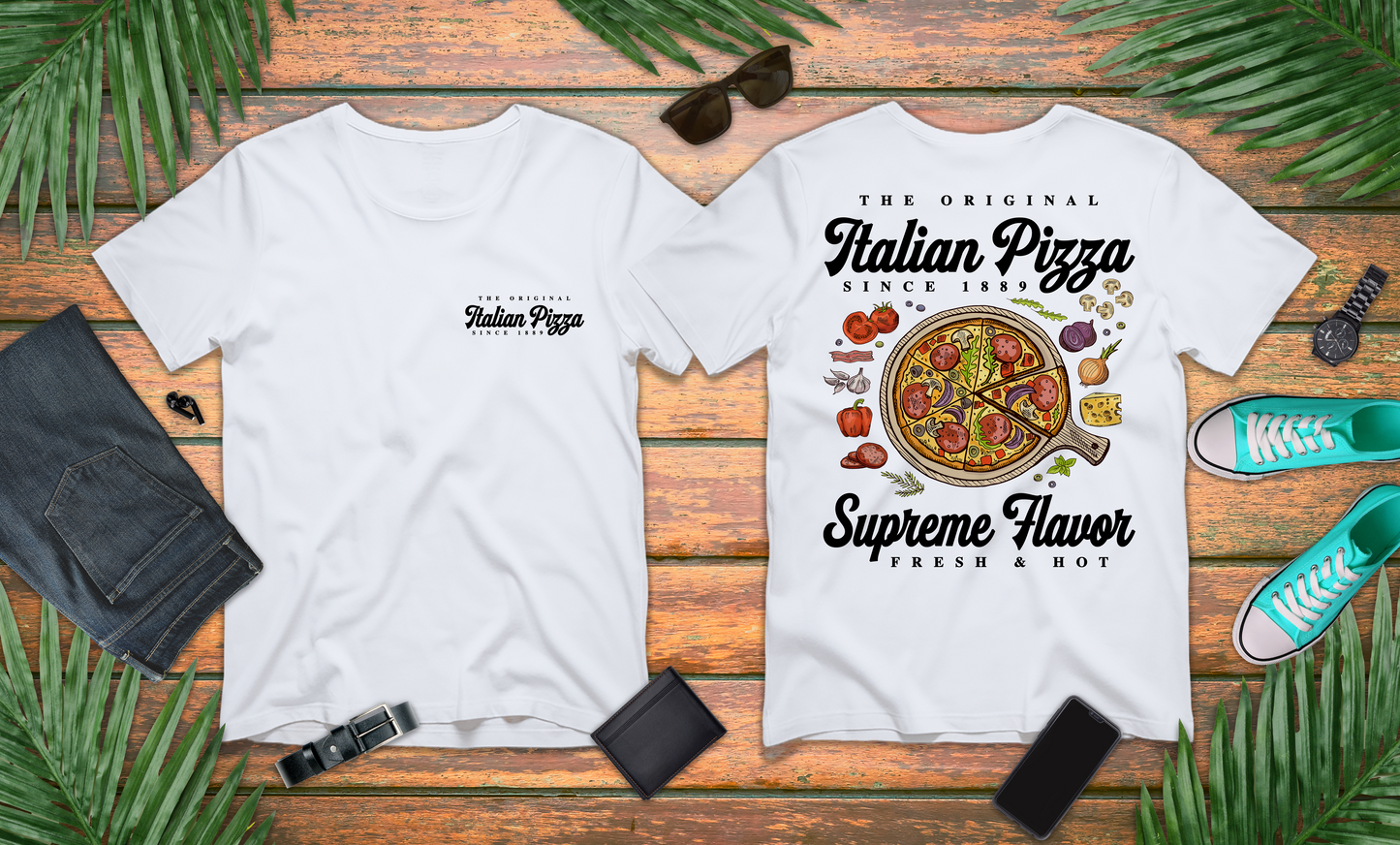 The Original Italian Pizza T-Shirt – Supreme Flavor with Classic Ingredients Graphic