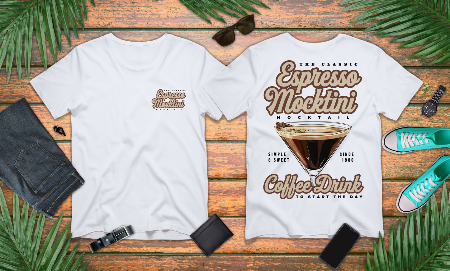 The Classic Espresso Mocktini Mocktail T-Shirt – Featuring Bold Coffee Drink Graphic