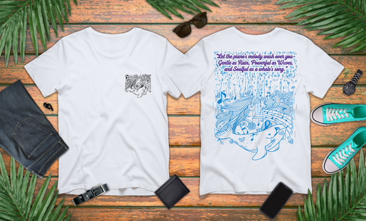 Gentle Rain, Powerful Waves, Soulful Whale Song Piano T-Shirt