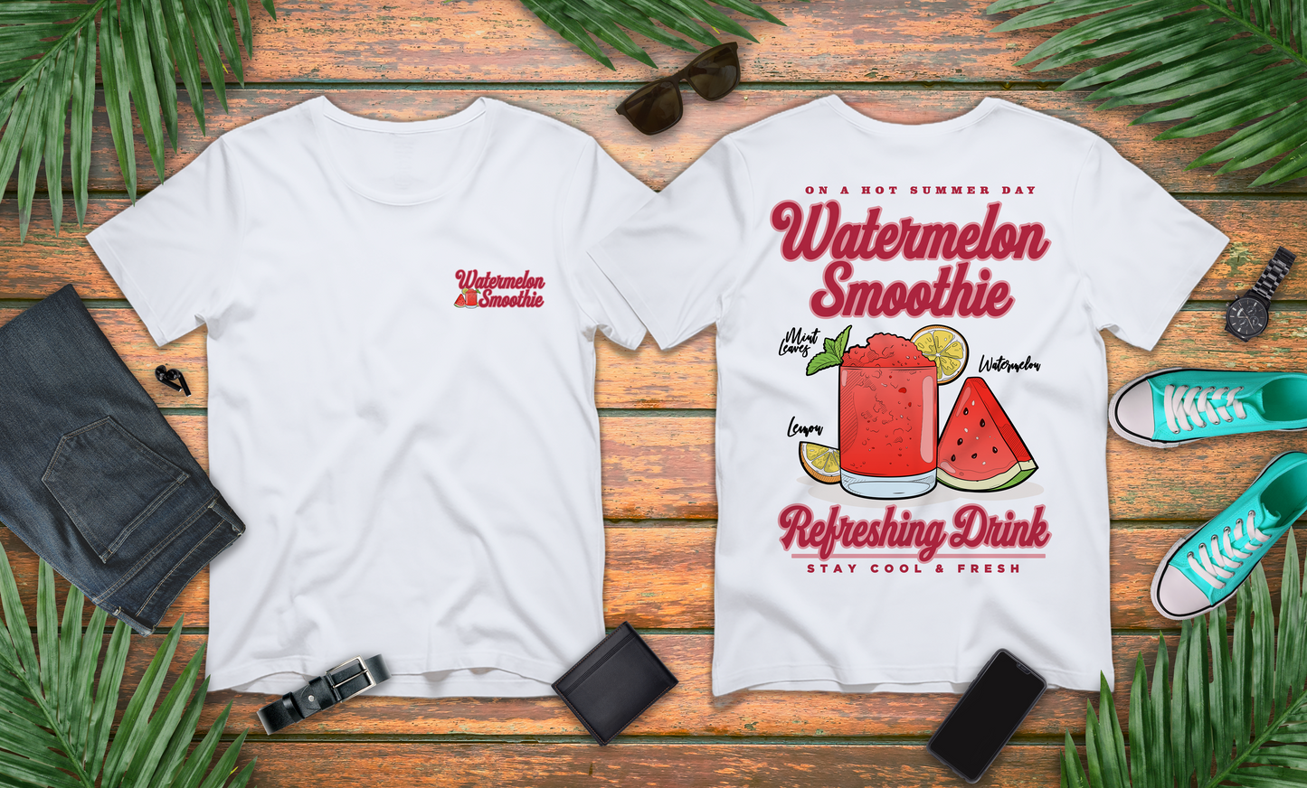 Watermelon Smoothie T-Shirt – Refreshing Summer Drink Graphic