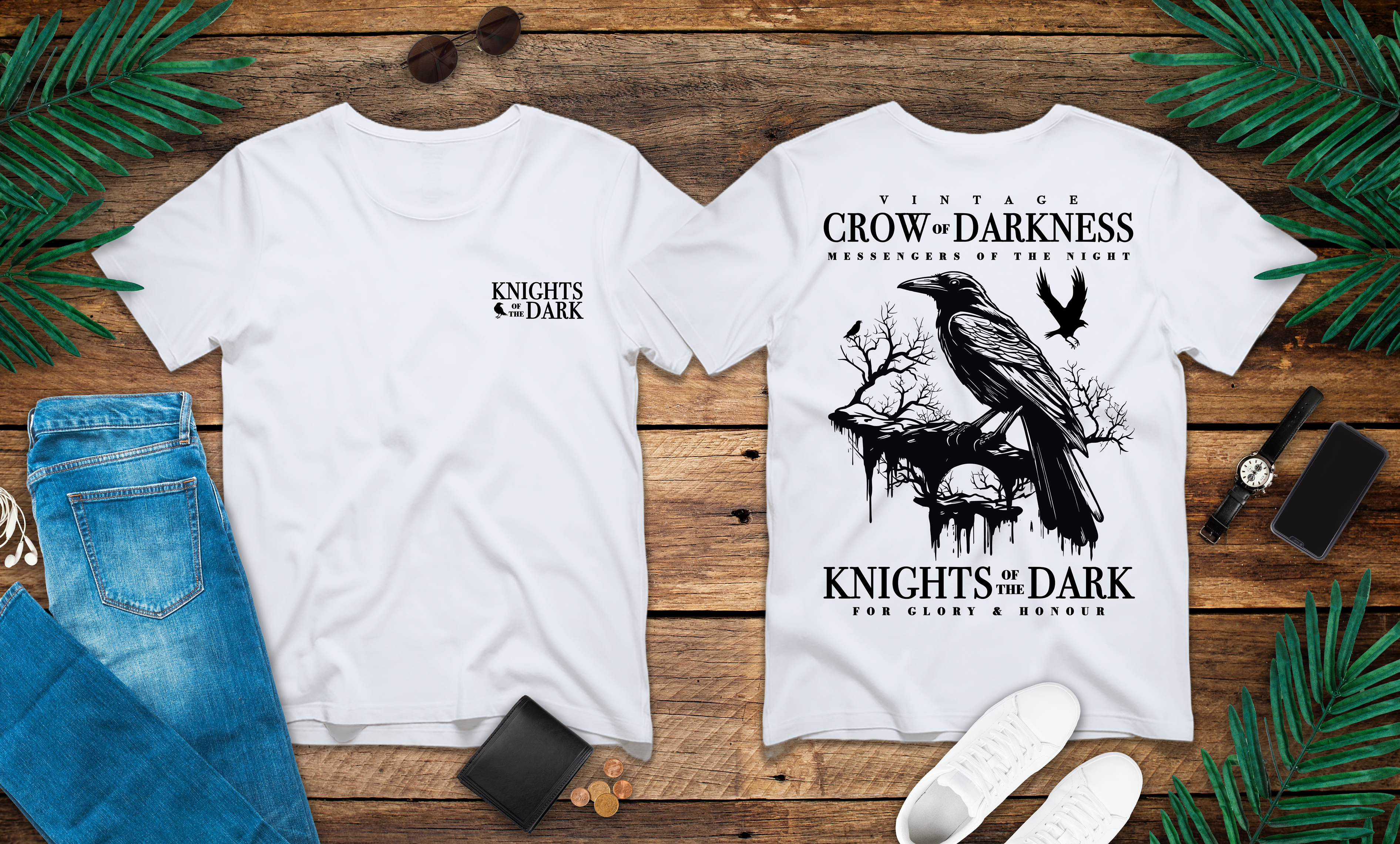 Vintage Crow of Darkness T-Shirt – Night Messenger Graphic