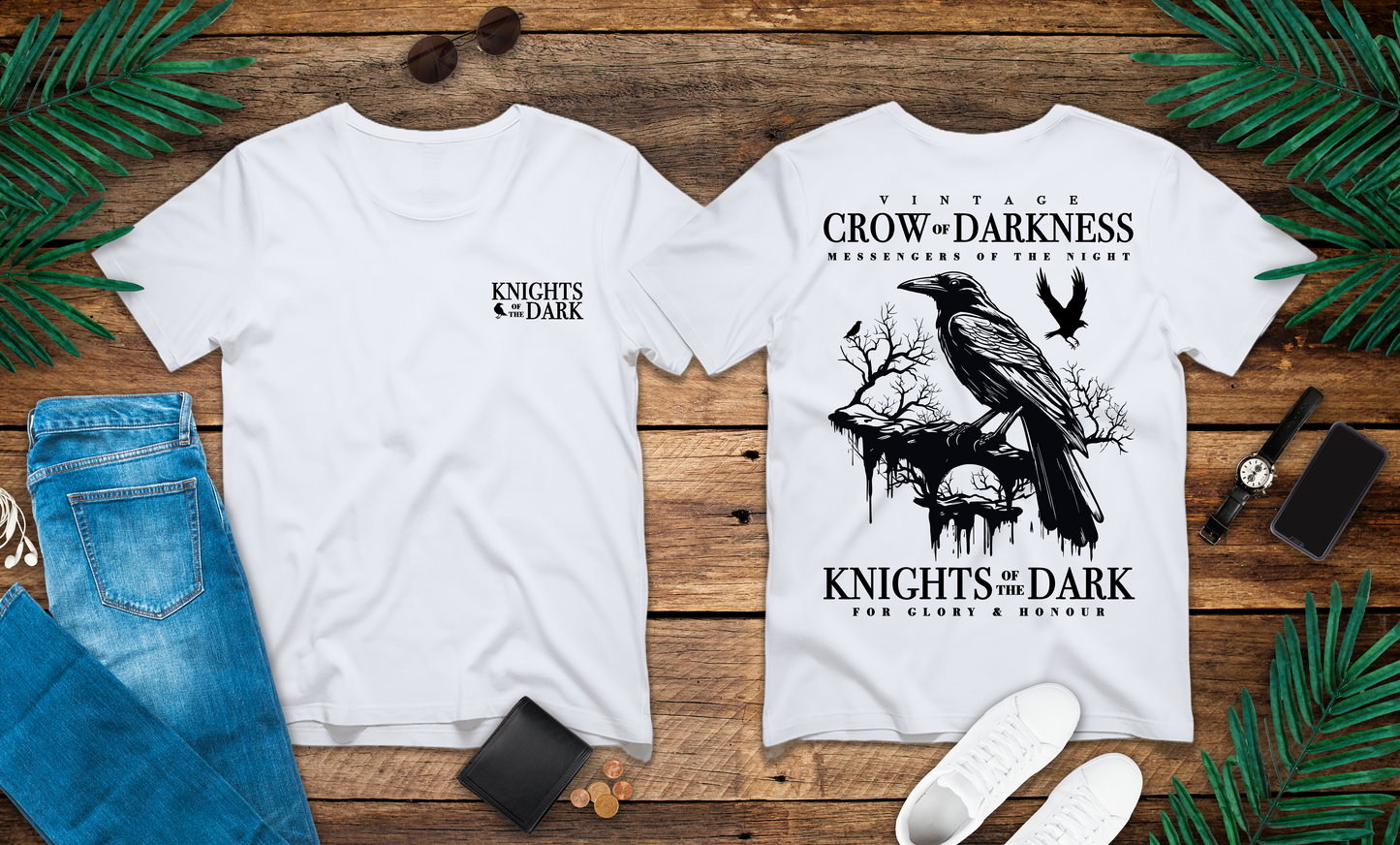 Vintage Crow of Darkness T-Shirt – Night Messenger Graphic