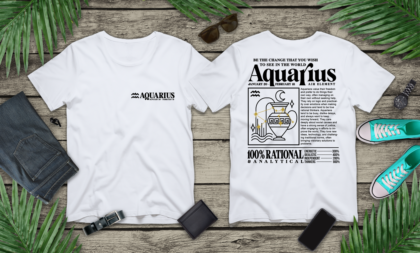 Aquarius Zodiac T-Shirt – Be the Change Air Element