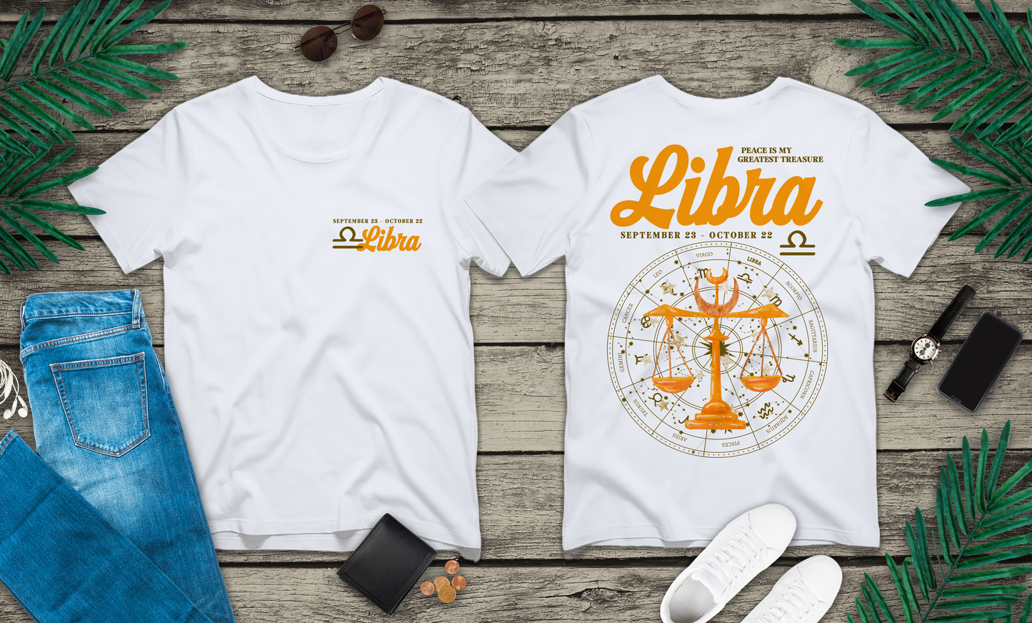 Libra Zodiac T-Shirt – Peace Is My Greatest Treasure Zodiac Wheel