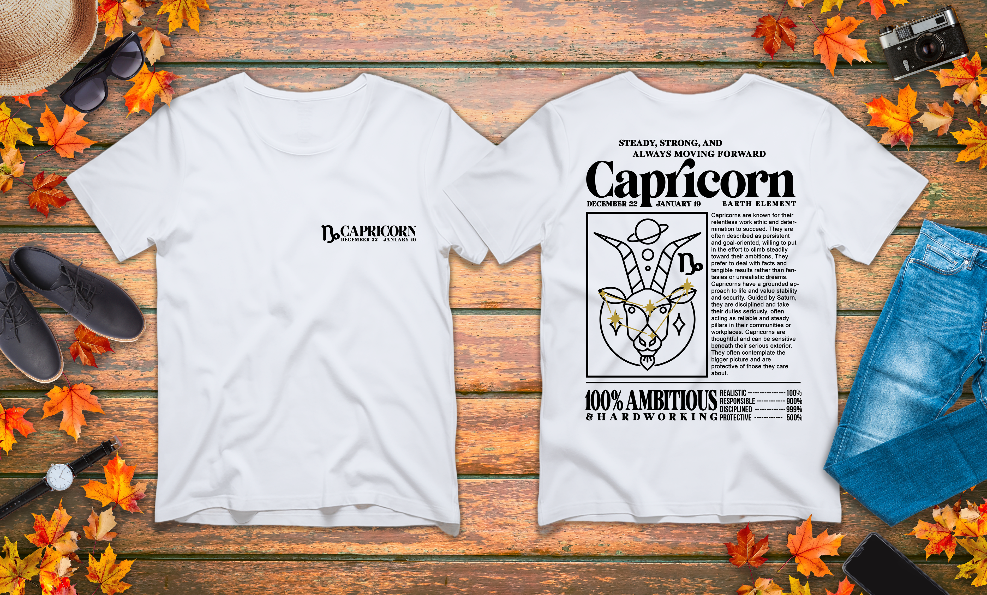 Capricorn Zodiac T-Shirt – Sturdy, Strong and Always Moving Forward Earth Element