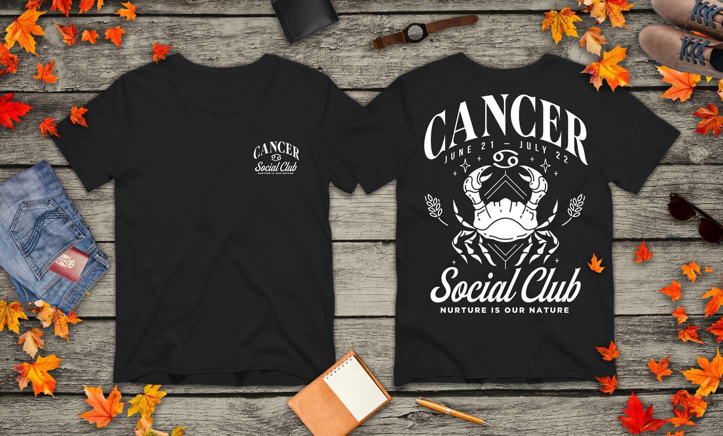 Cancer Social Club T-Shirt – Nurture Is Our Nature Zodiac Design