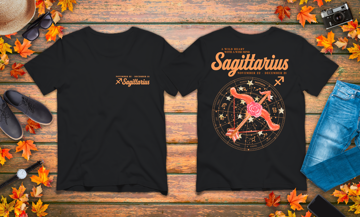 Sagittarius Zodiac T-Shirt – A Wild Heart With a Wise Mind