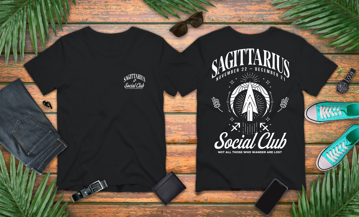 Sagittarius Social Club T-Shirt – Not All Those Who Wander Are Lost