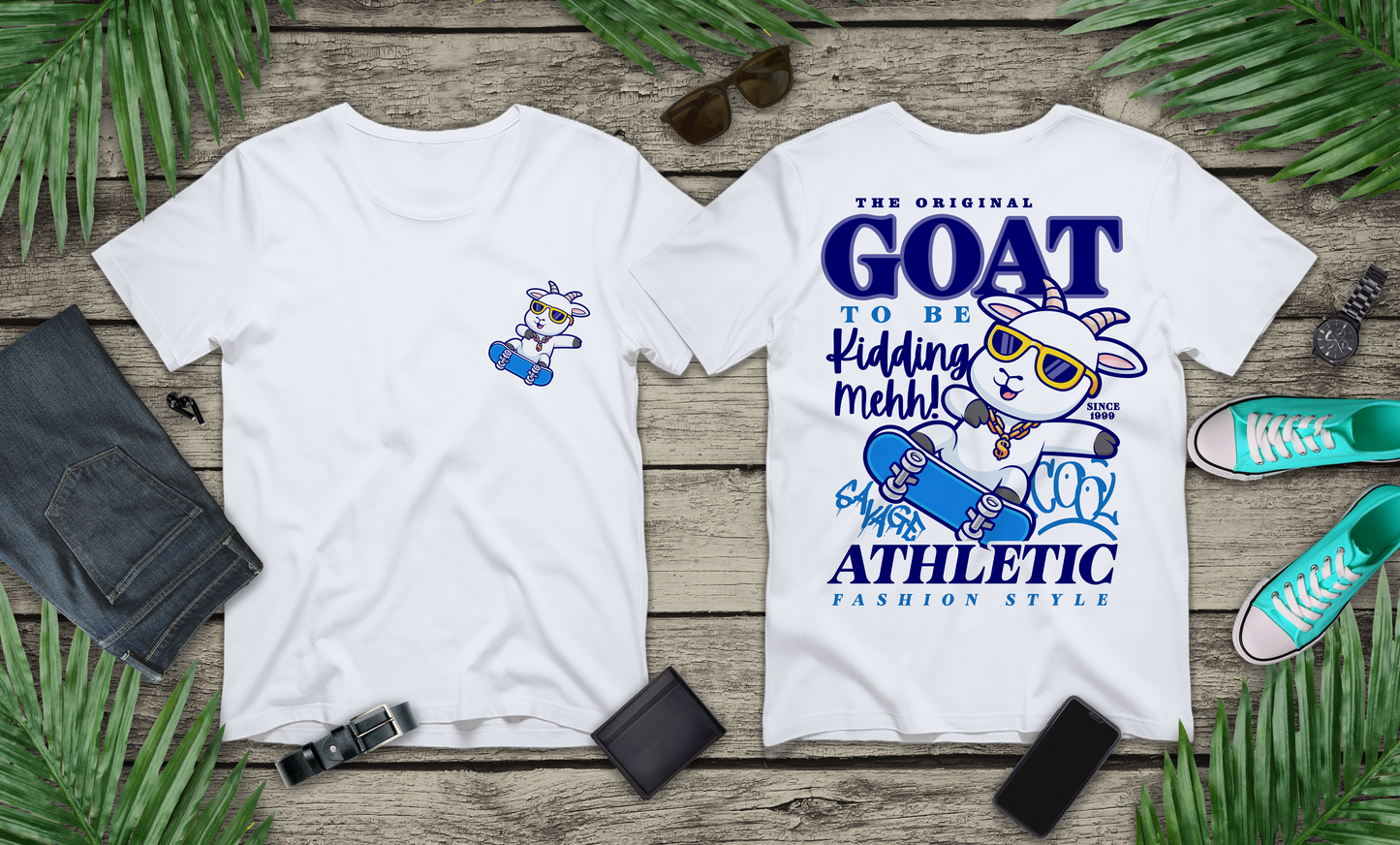 The Original GOAT to be Kidding Mehh! Skateboarding Goat T-Shirt