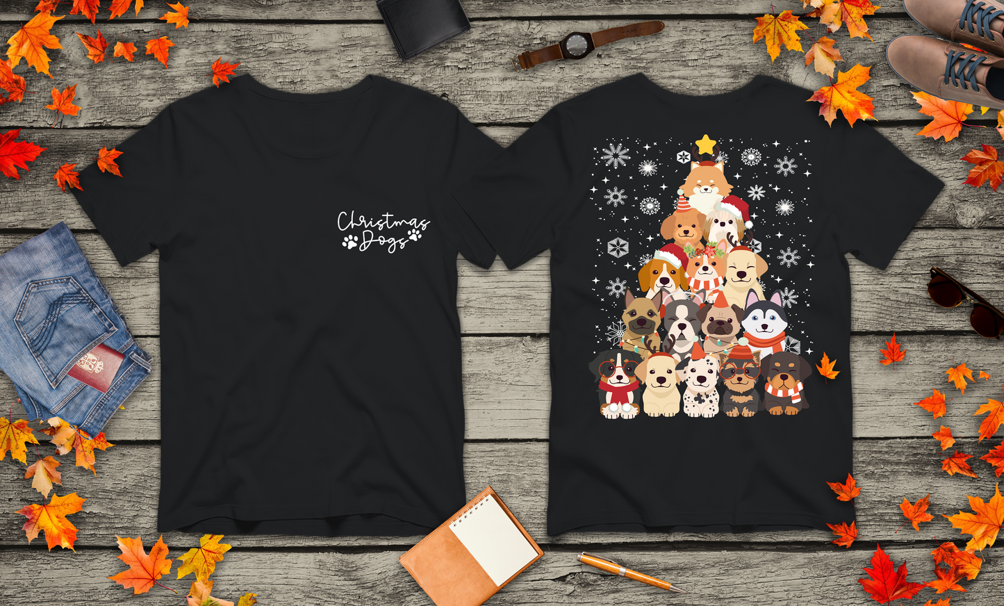 Christmas Dogs Puppy Tree T-Shirt
