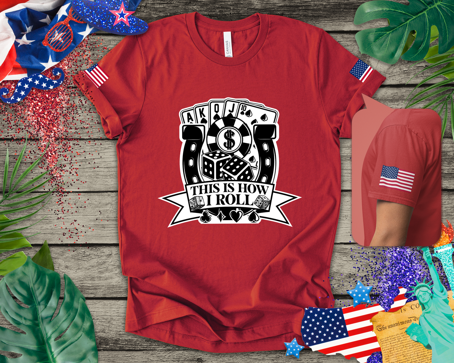 This Is How I Roll T-Shirt - Casino Dice Poker Cards Gambling Humor Las Vegas