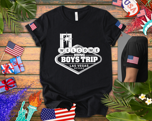 Welcome Hung Boys Trip Las Vegas T-Shirt - Bachelor Party Nevada Guys Weekend