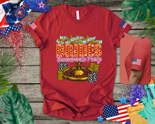 Brides Bachelorette Party Las Vegas T-Shirt - Vegas Casino Money Roulette Girls Trip