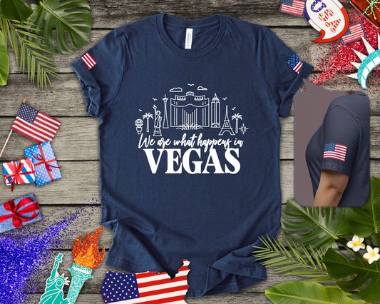 We Are What Happens in Vegas T-Shirt - Group Trip Friends Party Nevada Design
