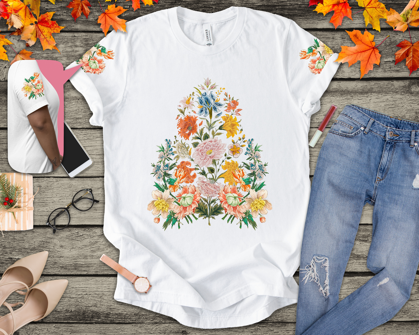 Vintage Botanical Floral T-Shirt – Wildflower Triangle Garden Art Graphic Tee