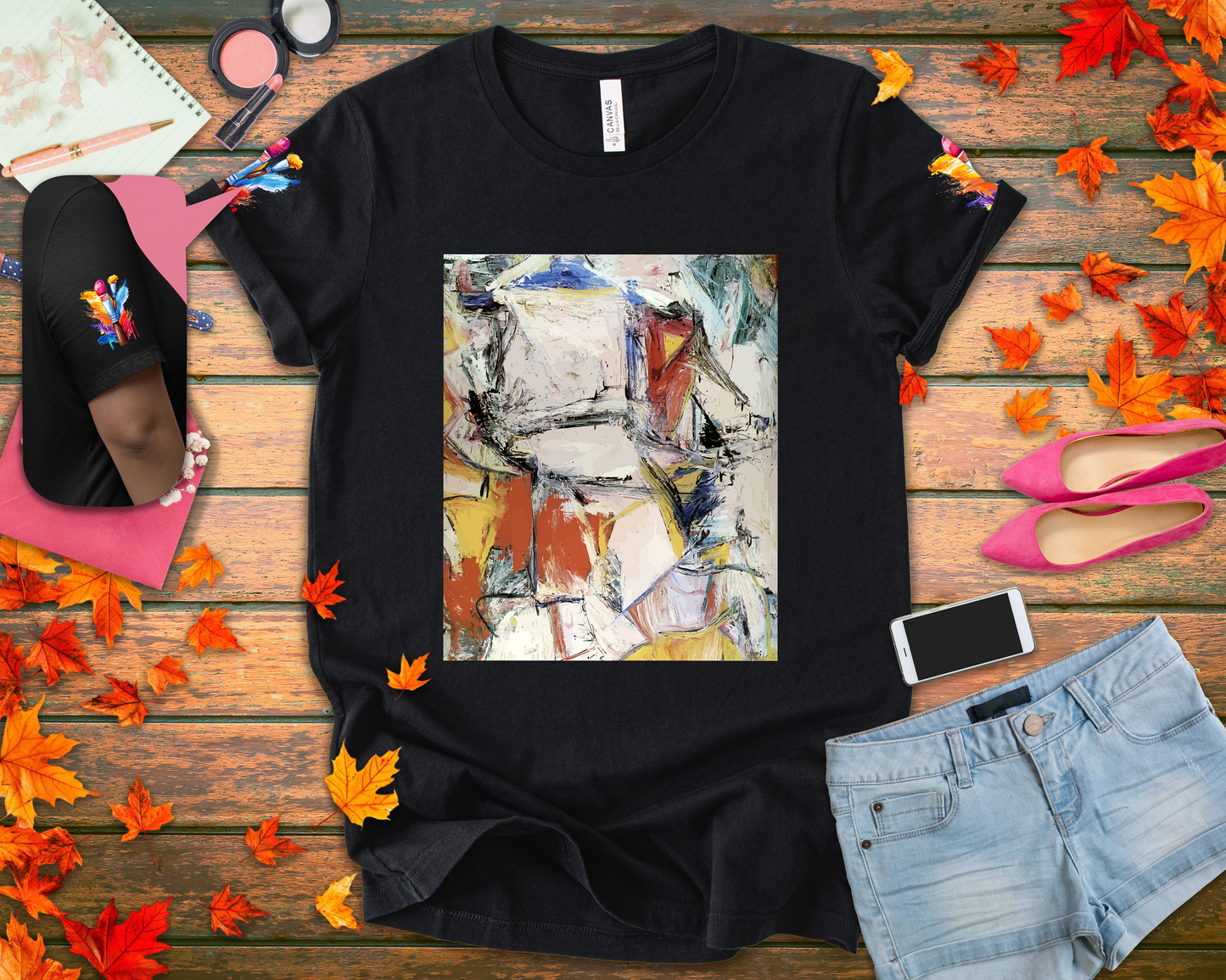 Abstract Expressionism Art T-Shirt – Colorful Geometric Painting Graphic Tee