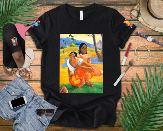 Tahitian Women Art T-Shirt – Post-Impressionist Tropical Paradise Painting Graphic Tee