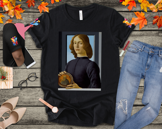 Renaissance Portrait Art T-Shirt – Italian Master Painting with Medallion Graphic Tee
