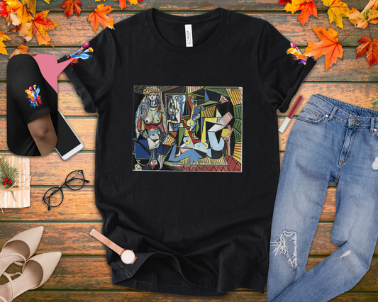 Cubist Masterpiece Art T-Shirt – Geometric Abstract Figures Modernist Painting Graphic Tee