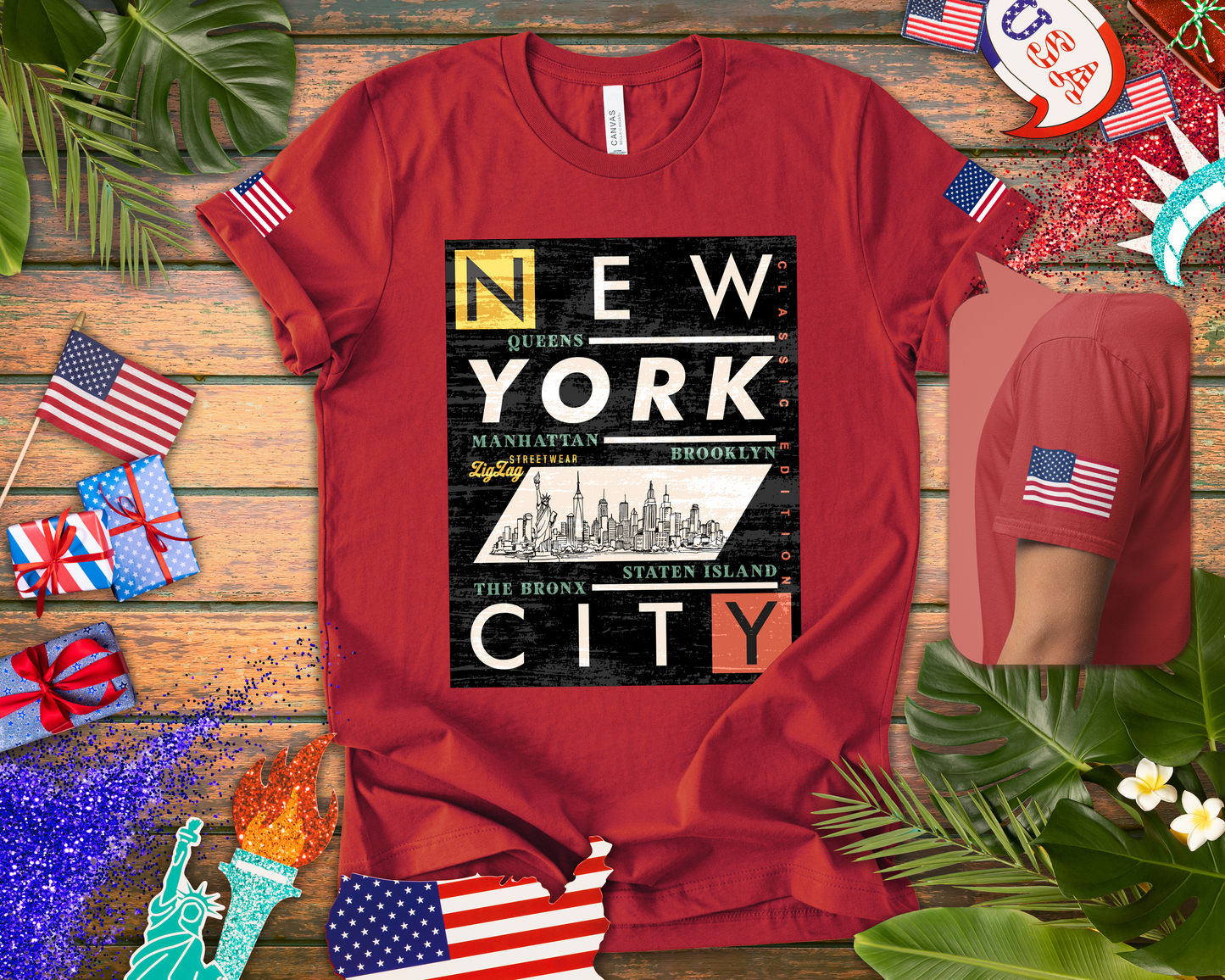 New York City Boroughs T-Shirt - Queens Manhattan Brooklyn Bronx Staten Island Design