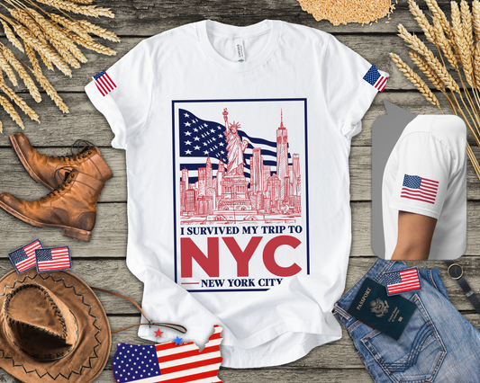 I Survived My Trip to NYC T-Shirt - Funny New York City Skyline Souvenir Design