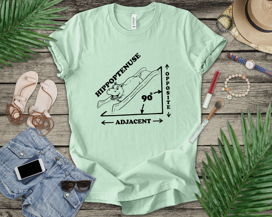 Math Joke Shirt – Hippopotenuse Hippo Right Triangle Graphic