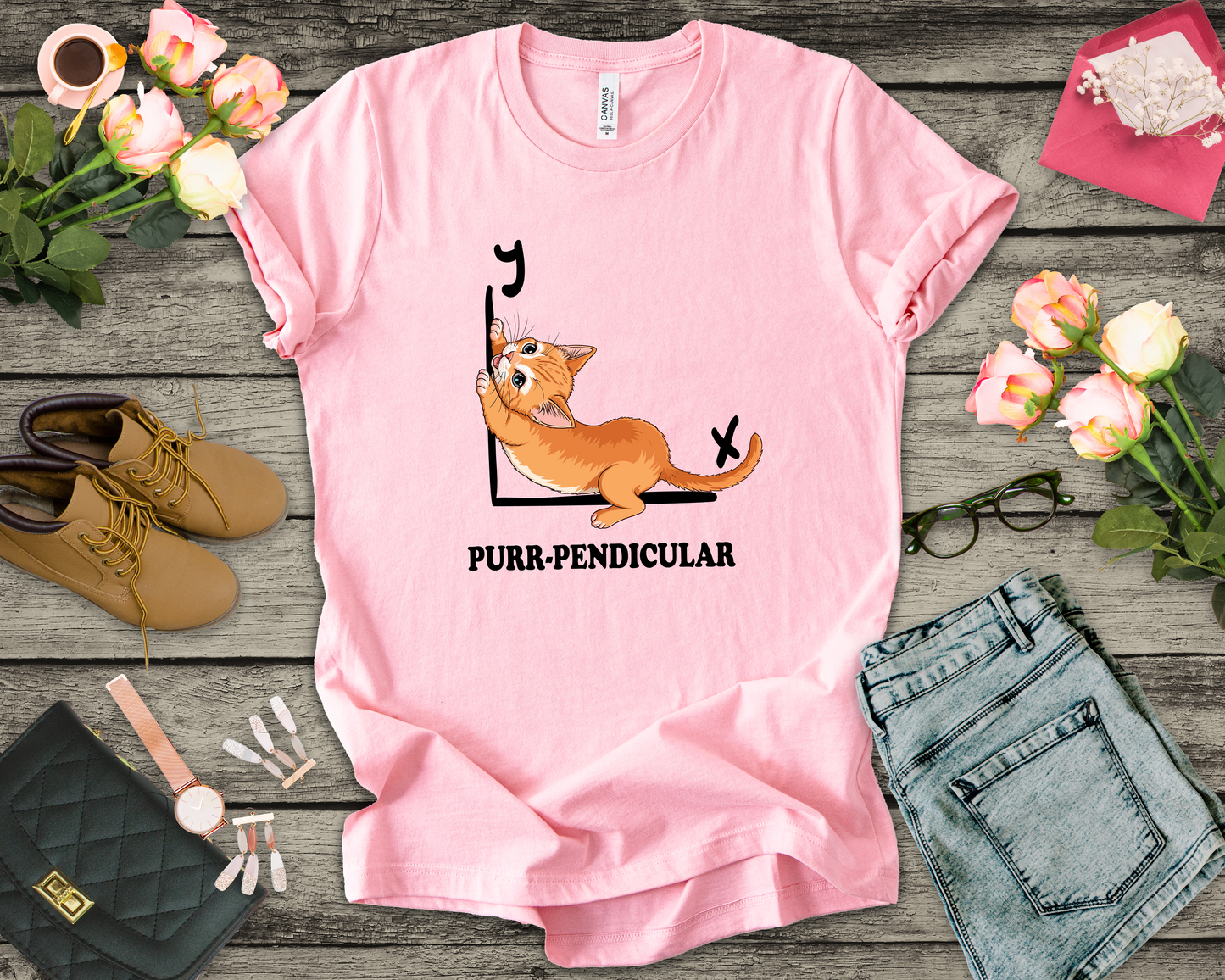Math Cat Pun Shirt – Purr-pendicular Perpendicular Lines Graphic